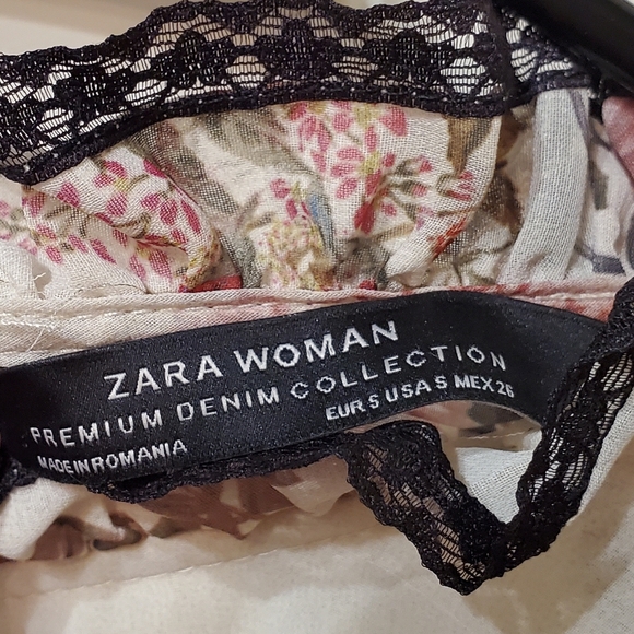 Zara Victorian Floral Mock Neck Blouse Size Small - Picture 5 of 8